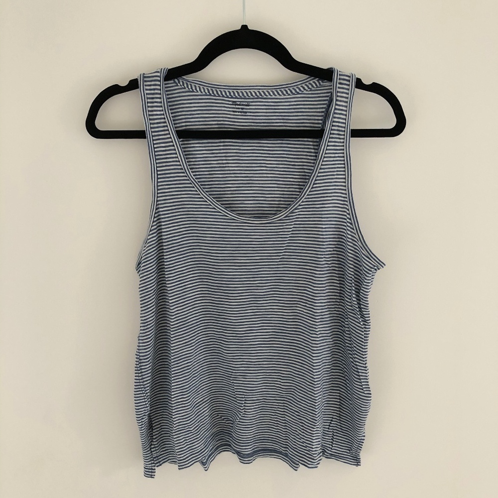 Madewell Blue and White Striped Tank Top